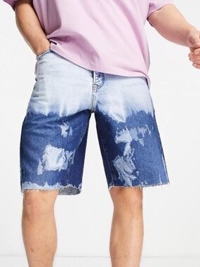 NEW Topman Extreme Wash Slim Shorts Denim Jean Button Fly Size 28 Topshop Cotton